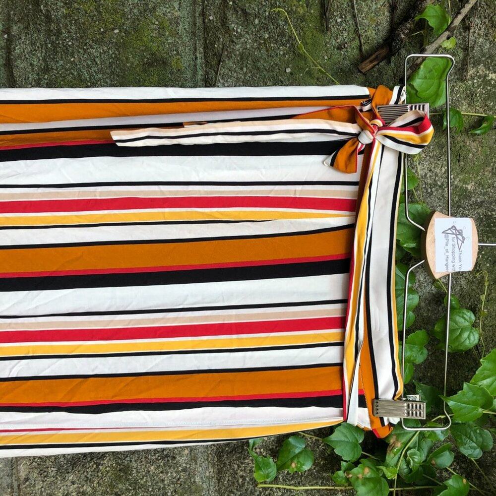 F21 Contemporary Multi Stripe Wrap Midi Skirt M - image 3